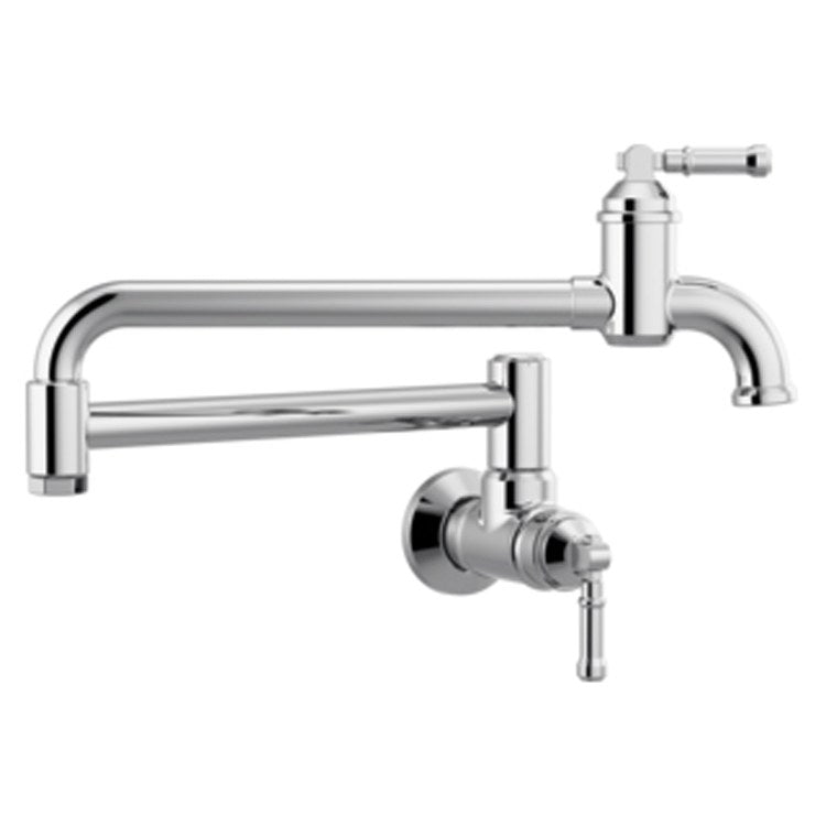 Pot Filler Broderick Wall Mount Cold Water Only 2 Lever ADA Chrome Dual Jointed Swing 24 Inch 4.0 Gallons per Minute - Frankwebs