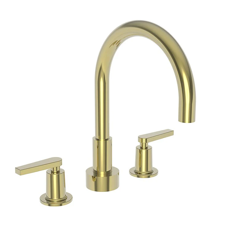 Roman Tub Trim Dorrance Deck Mount 2 Lever Polished Brass Uncoated Living ADA 8 to 20 Inch Spread - Frankwebs