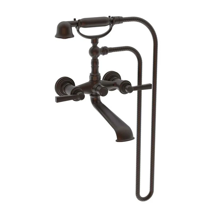 Tub Filler Miro Wall Mount Exposed with Handshower 6 Inch Spread 2 Lever ADA Satin Gold PVD 2 Hole - Frankwebs
