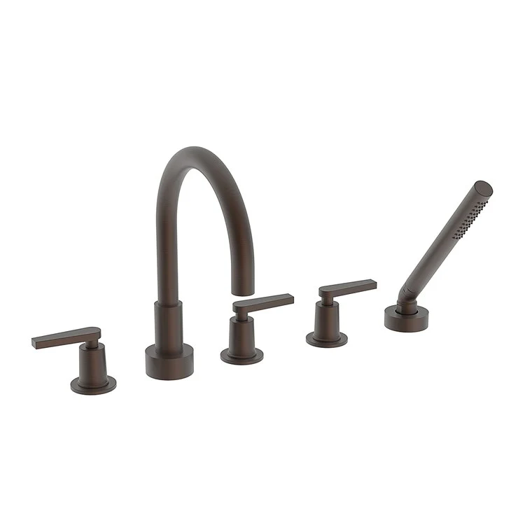 Roman Tub Trim Dorrance Deck Mount with Handshower 3 Lever Satin Brass PVD ADA 8 to 20 Inch Spread - Frankwebs