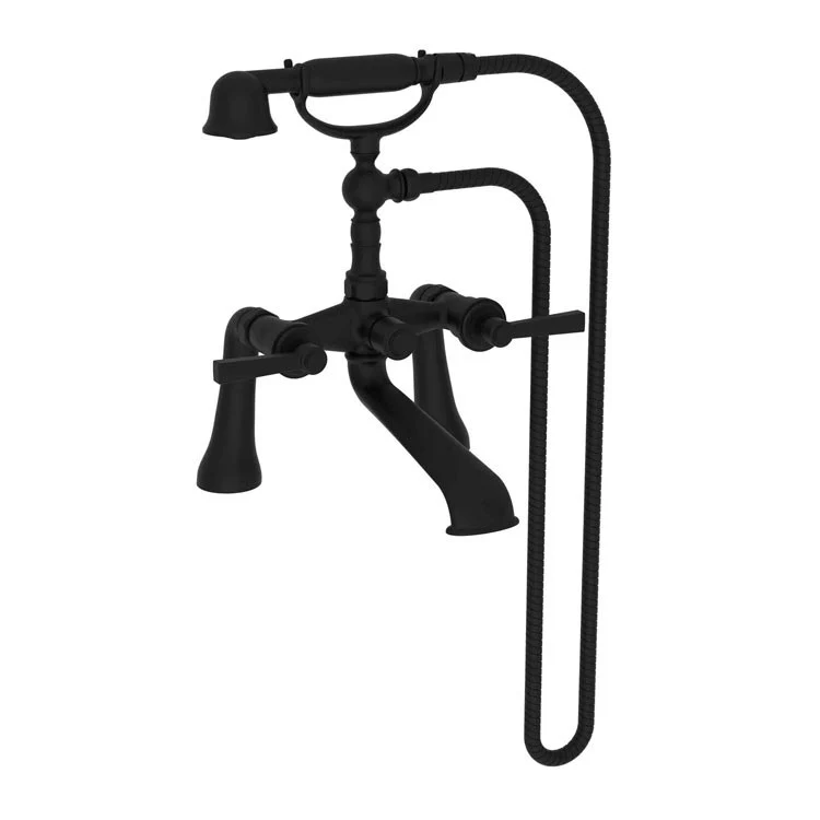 Tub Filler Miro Exposed Deck Mount with Handshower 7-1/4 Inch Spread 2 Lever ADA Antique Nickel 2 Hole - Frankwebs