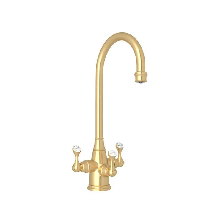 Bar Faucet Georgian Era 3 Lever English Gold C-Spout with 0.5GPM Filtration Feature 1.5 Gallons per Minute - Frankwebs