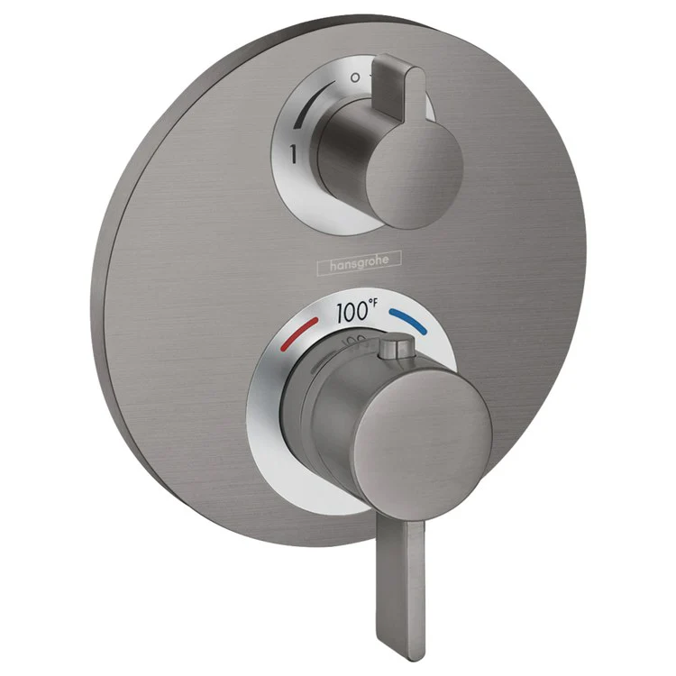 Thermostatic Trim Ecostat S with Volume Control 2 Lever Matte Black ADA for Rough-In Valve with Service Stops 01850181 6.0 Gallons per Minute Escutcheon Handle Metal - Frankwebs