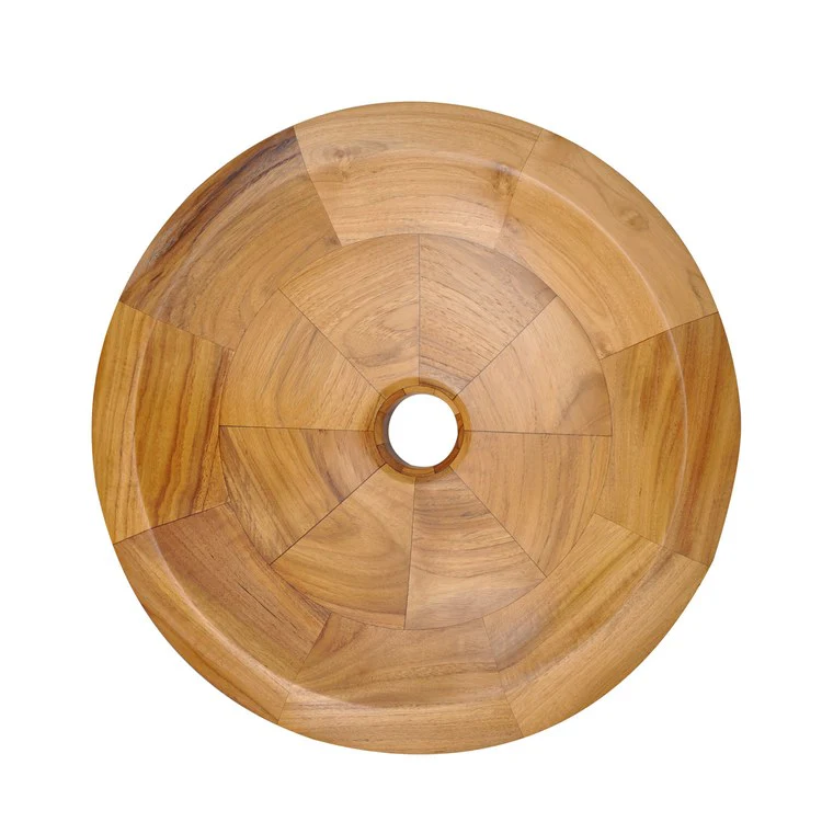 Vessel Lutari Above Counter Round 15-3/4 Inch Teak Natural Wood - Frankwebs