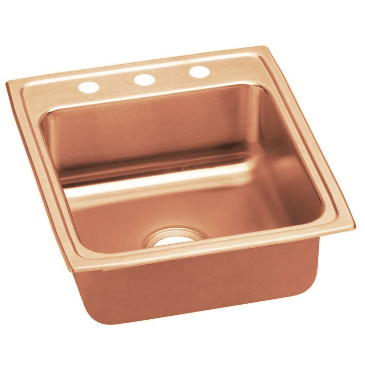 Kitchen Sink 19.5 x 22 Inch Single Bowl Antimicrobial Copper 1 Hole Lustrous Satin Drop-In - Frankwebs