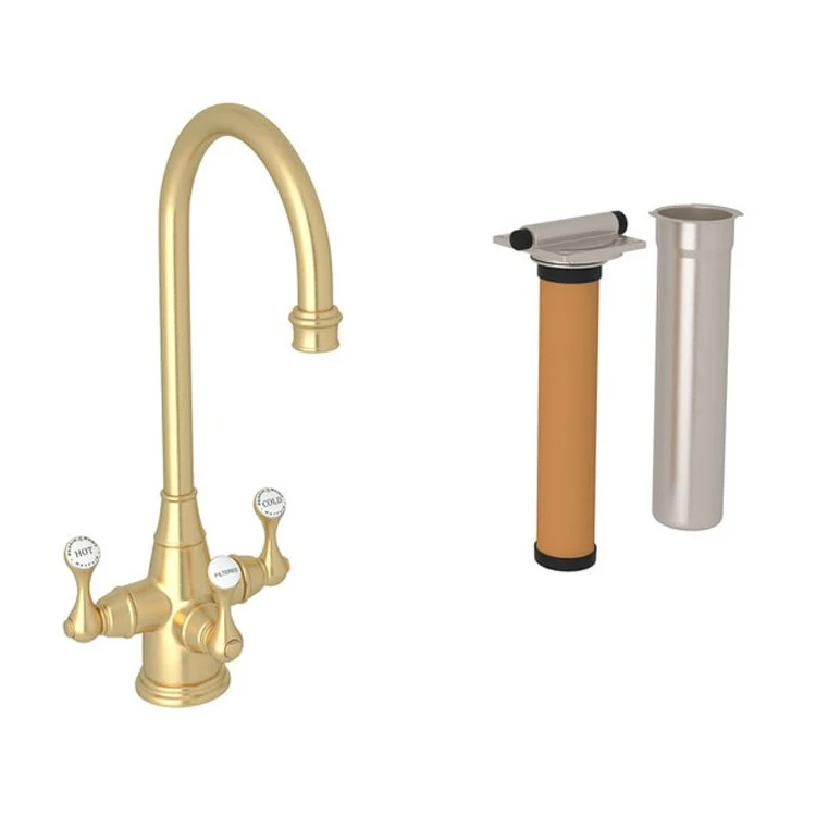 Bar Faucet Georgian Era with Filtration Kit 3 Lever C-Spout with 0.5GPM Filtration Feature Polished Chrome 1.5 Gallons per Minute - Frankwebs