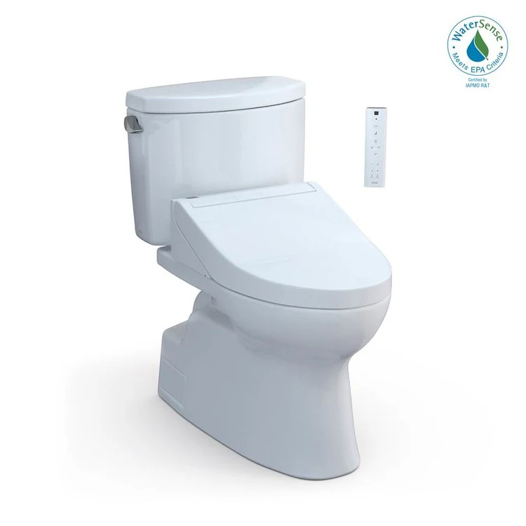 Toilet Vespin II 2 Pieces Universal Height Cotton Elongated ADA 30 Inch 1.28GPF 12 Inch Rough-In Tornado Left Hand Washlet+C5 - Frankwebs