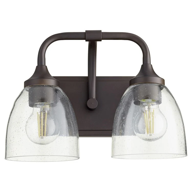 Enclave Two-Light Bathroom Vanity Fixture with Clear Seeded Glass Shades - Frankwebs