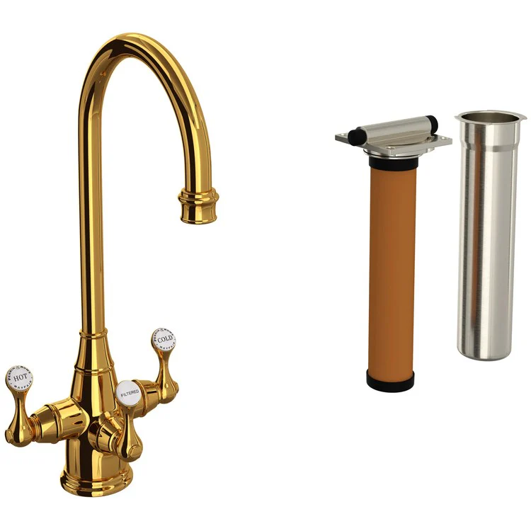 Bar Faucet Georgian Era with Filtration Kit 3 Lever C-Spout with 0.5GPM Filtration Feature Polished Chrome 1.5 Gallons per Minute - Frankwebs