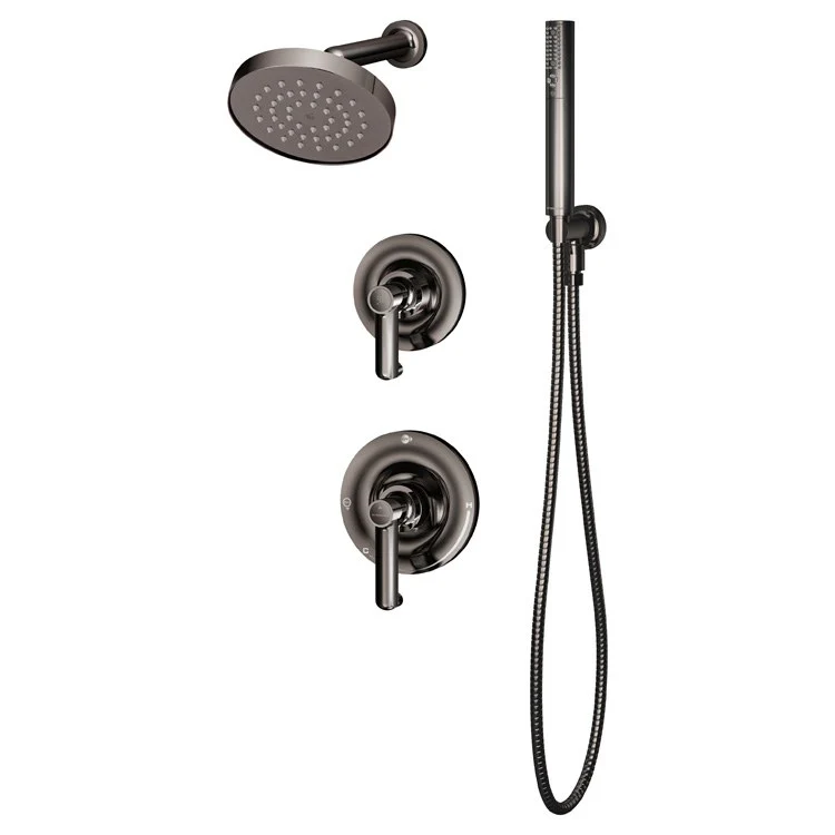 Shower Trim Museo Round with Handshower 2 Lever Polished Chrome ADA 1.5 Gallons per Minute 1 Function Round Showerhead; 2 Function Handshower - Frankwebs