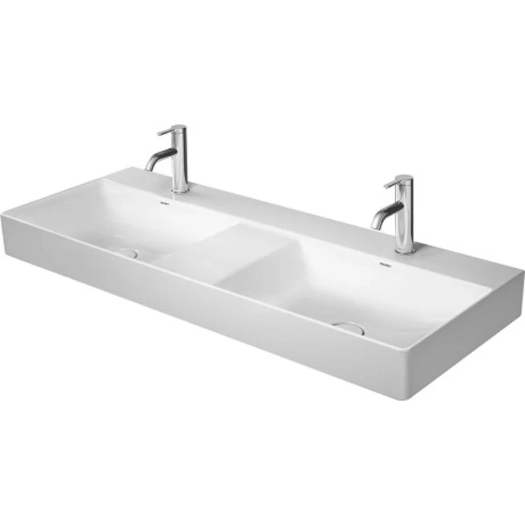 Lavatory Sink DuraSquare Double Wall Mount Less Overflow 18-1/2 x 47-1/4 Inch Rectangle White 1 Hole - Frankwebs