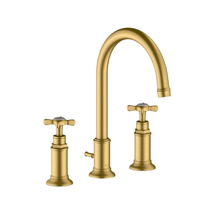 Lavatory Faucet Montreux Widespread 8 Inch Spread 2 Cross Brushed Gold Optic 1.2 Gallons per Minute 120 DEG Swivel Pop-Up 3 Hole 7 Inch - Frankwebs