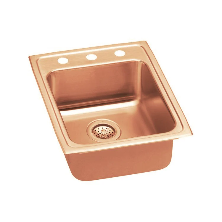 Kitchen Sink 17 x 22 Inch Single Bowl 3 Hole ADA Copper Drop-In Rectangle Drain Location Rear Center Depth 6 Inch Full Spray Sides and Bottom - Frankwebs