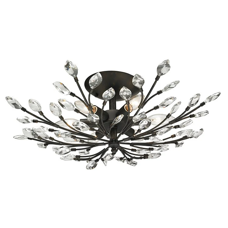 Crystal Branches Six-Light Semi-Flush Mount Ceiling Fixture - Frankwebs
