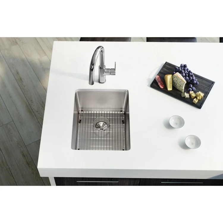 Kitchen Sink Lustertone Iconix 16.5 x 20.5 Inch Single Bowl Kit with Perfect Drain Luminous Satin Undermount - Frankwebs
