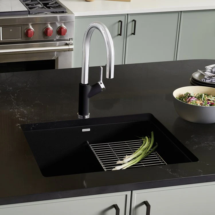 Kitchen Sink Precis 23 x 18 Inch Single Bowl Coal Black Undermount Rectangle Silgranit - Frankwebs