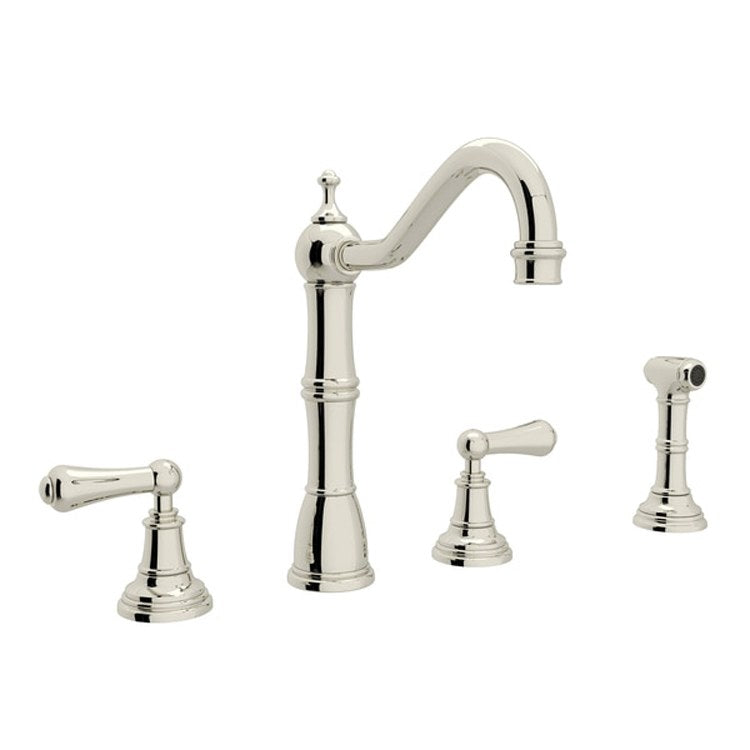 Kitchen Faucet Edwardian 2 Lever Unlacquered Brass Swivel Spout 1.8 Gallons per Minute - Frankwebs