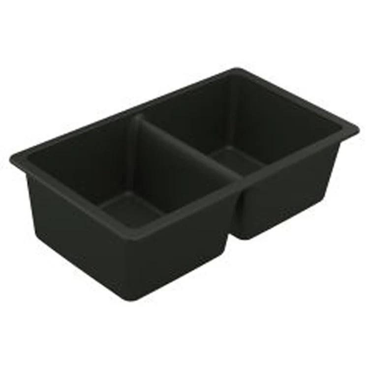 Kitchen Sink Granite Series 33 x 18-1/2 Inch 9-1/2 Inch Double Bowl Matte Black Undermount Rear Center Drain - Frankwebs