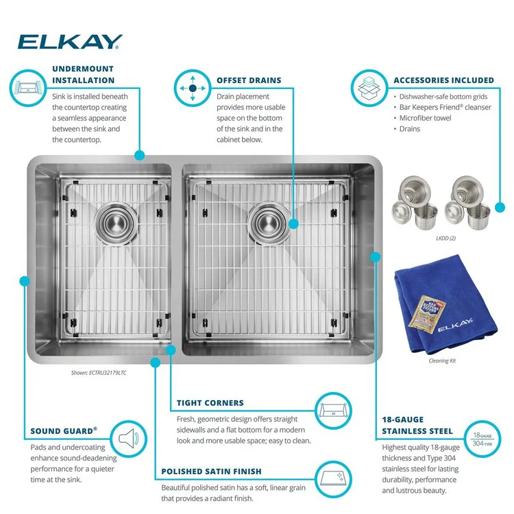 Kitchen Sink Crosstown 31.5 x 18.5 Inch Double Bowl 40/60 Kit Polished Satin Undermount - Frankwebs