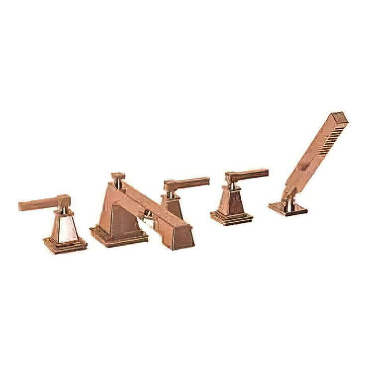 Roman Tub Trim Malvina Deck Mount with Handshower 3 Lever Flat Black ADA 8 to 20 Inch Spread - Frankwebs