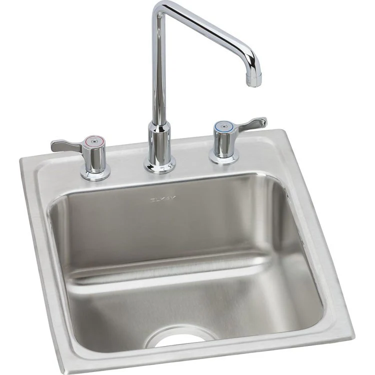 Kitchen Sink Lustertone Classic 17 x 20 Inch Single Bowl Kit with Faucet 3 Hole Lustrous Highlighted Satin Top Mount - Frankwebs