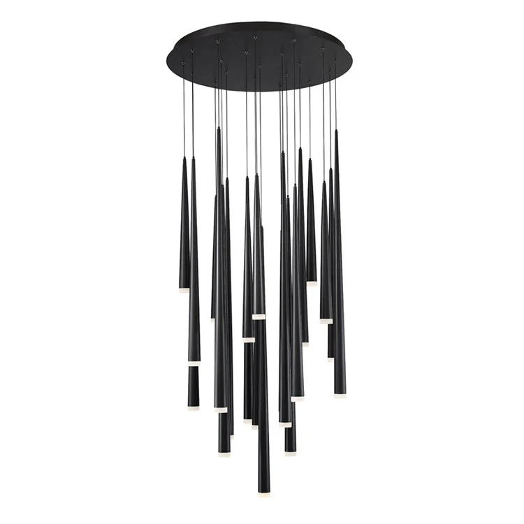Cascade 21-Light LED Etched Glass Round Chandelier 3500K - Frankwebs