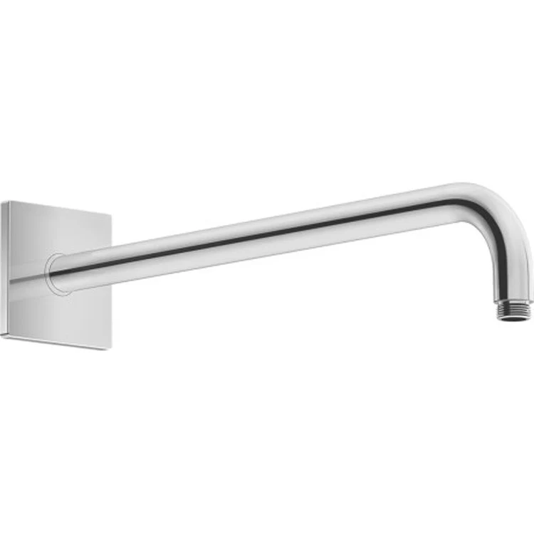 Shower Arm Square Escutcheon with Round Body Chrome 15-1/8 Inch 1/2 Inch NPT Curved Wall Mount - Frankwebs