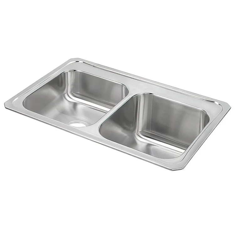 Kitchen Sink Celebrity 33 x 22 Inch Double Bowl Drain Location Equal Right Primary Bowl Brushed Satin Drop-In Drain Location Center Bottom Only Pads - Frankwebs