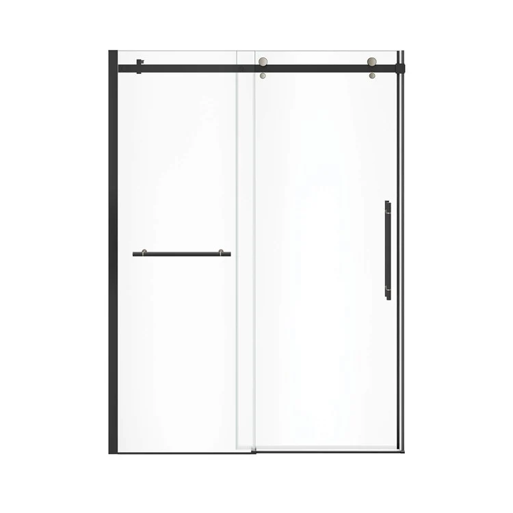 Shower Door Vela Sliding with Towel Bar 59L x 78-3/4H Inch Matte Black/Brushed Nickel Clear 5/16 Inch 56-1/2 to 59x78-3/4 Inch - Frankwebs