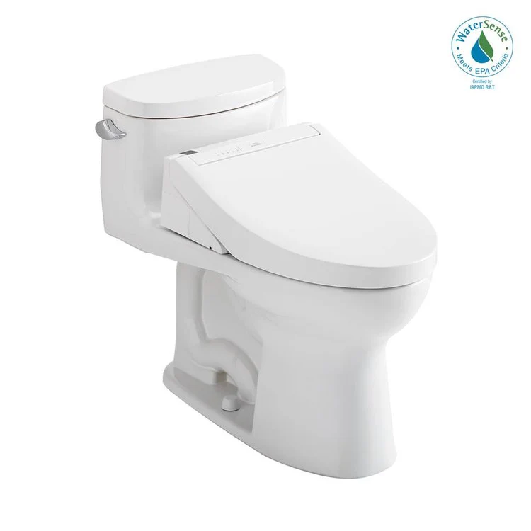 Toilet Supreme II 1 Pieces Universal Height Cotton Elongated 25-5/8 Inch 1.28GPF 12 Inch Rough-In Tornado Left Hand Washlet+C5 - Frankwebs