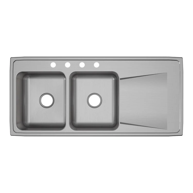 Kitchen Sink Lustertone Classic 48 x 22 Inch Double Bowl Equal with Right Drainboard 4 Hole Lustrous Satin Drop-In - Frankwebs