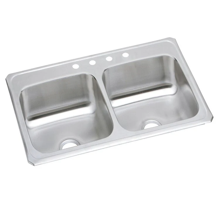 Kitchen Sink Celebrity 43 x 22 Inch Double Bowl Equal Brushed Satin Drop-In - Frankwebs