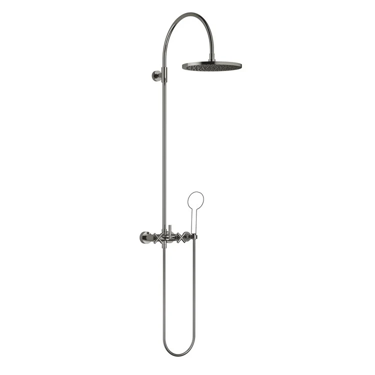 Shower Set TARA Exposed with Mixer Less Handshower 3 Cross/Lever Dark Chrome 1.8 Gallons per Minute - Frankwebs