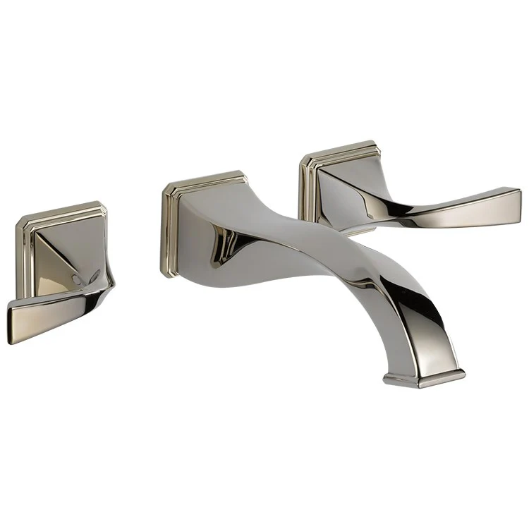 Lavatory Faucet Virage Wall Mount 8 Inch Spread 2 Lever ADA WaterSense Brilliance Luxe Gold 1.2 Gallons per Minute - Frankwebs