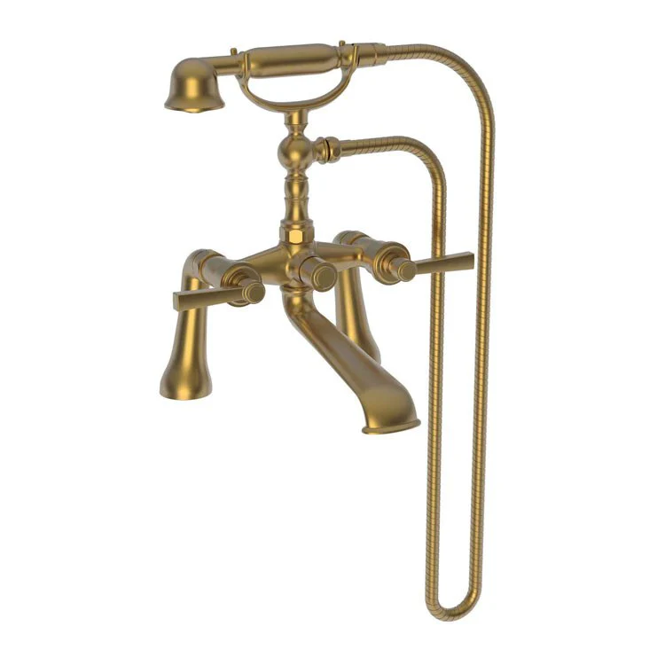 Tub Filler Miro Exposed Deck Mount with Handshower 7-1/4 Inch Spread 2 Lever ADA Antique Nickel 2 Hole - Frankwebs
