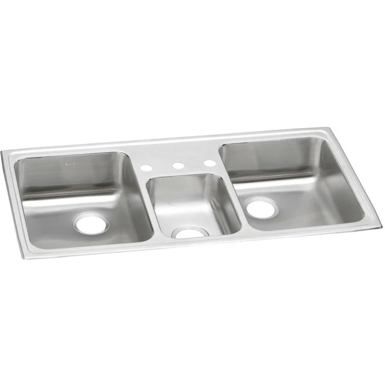 Kitchen Sink Celebrity 43 x 22 Inch Triple Bowl 3 Hole Brushed Satin Drop-In Rear Drain Location Right Rear Drain Location Left Bottom Only Pads - Frankwebs