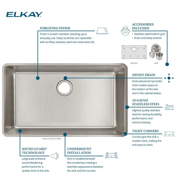 Sink Kit Lustertone Iconix 32.5 x 19.5 Inch Single Bowl Luminous Satin Bottom Grid Drain Strainer - Frankwebs