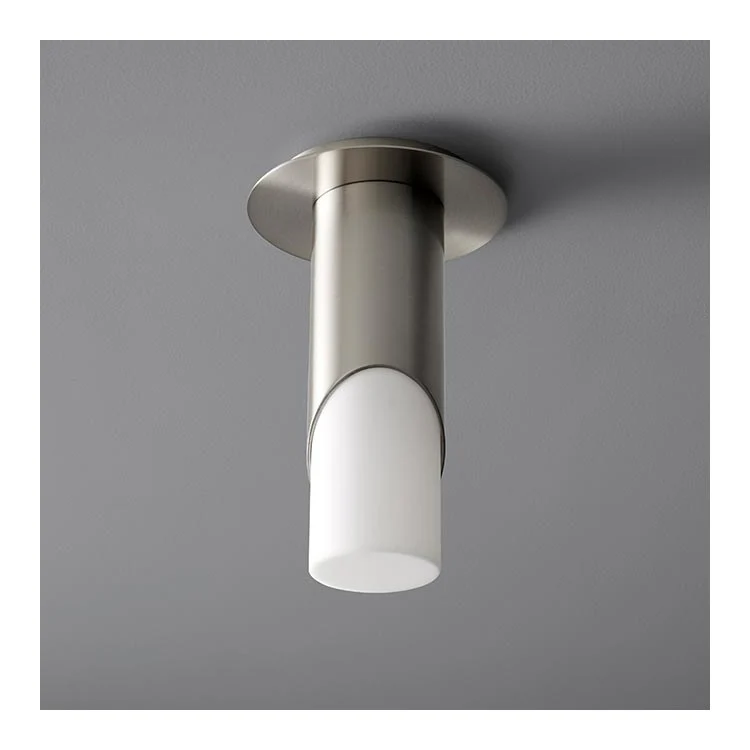 Ellipse Single-Light Small Flush Mount Ceiling Fixture with Acrylic Shade - Satin Nickel - Frankwebs