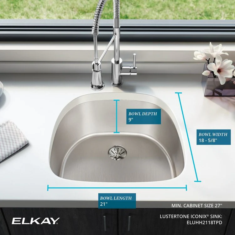 Kitchen Sink Lustertone Iconix 23.5 x 21.25 Inch Single Bowl with Perfect Drain Luminous Satin Undermount - Frankwebs