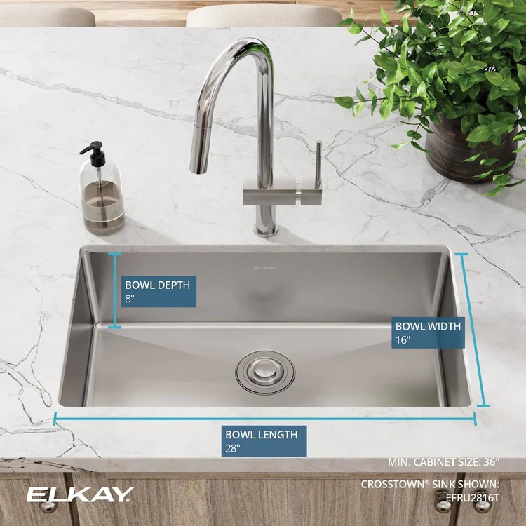 Kitchen Sink Crosstown 30.5 x 18.5 Inch Single Bowl Polished Satin Undermount Stainless Steel 16 Gauge - Frankwebs