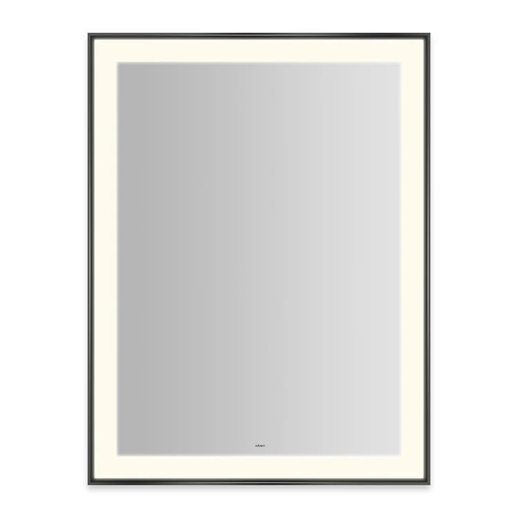 Wall Mirror Sculpt 31W x 41H Inch Polished Nickel Slim Museum Frame Lighted Rectangular - Frankwebs