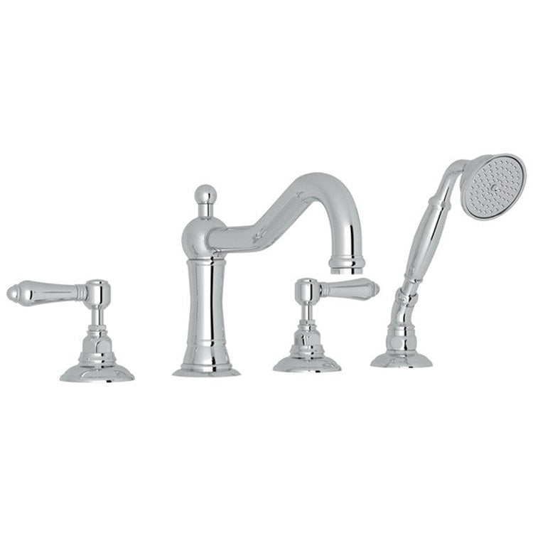Tub Filler Acqui Deck Mount with Handshower 2 Metal Lever Fixed Spout Tuscan Brass - Frankwebs