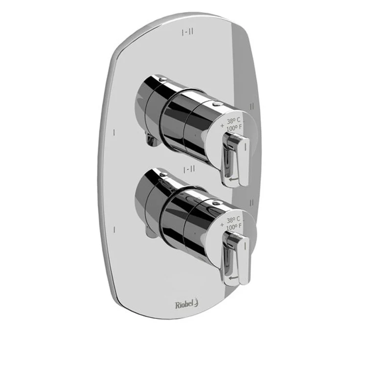 Thermostatic and Pressure Balance Valve Trim Venty 1/2 Inch Rectangular 4-Way 6 Function 2 Lever Chrome ADA - Frankwebs