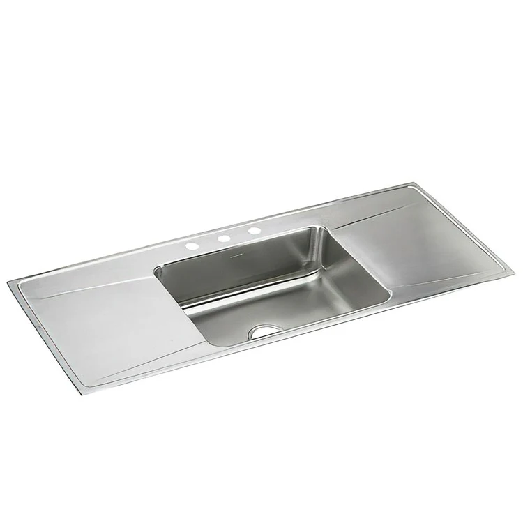 Kitchen Sink Lustertone Classic 54 x 22 Inch Single Bowl 3 Hole Lustrous Highlighted Satin Top Mount - Frankwebs