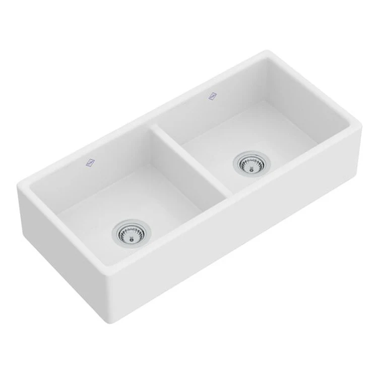 Kitchen Sink Shaker 39-1/4L x 18-5/16W Inch Double Bowl 50/50 Apron Front White Farmhouse Rectangular - Frankwebs