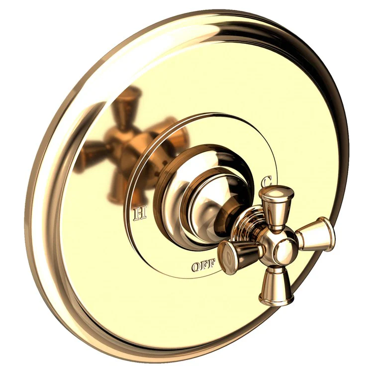 Pressure Balance Valve Trim Sutton Round 1 Cross Polished Gold PVD ADA Depth 4 Inch - Frankwebs