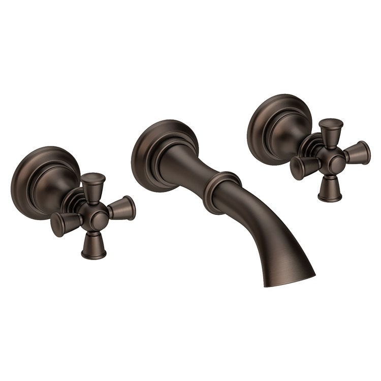 Sutton Two Handle Wall-Mount Bathroom Faucet with Cross Handles - Antique Brass - Frankwebs