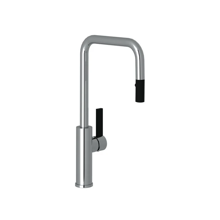 Kitchen Faucet Tuario Pull Down 1 Metal Lever Polished Nickel/Matte Black 10 Inch 1.5 Gallons per Minute - Frankwebs