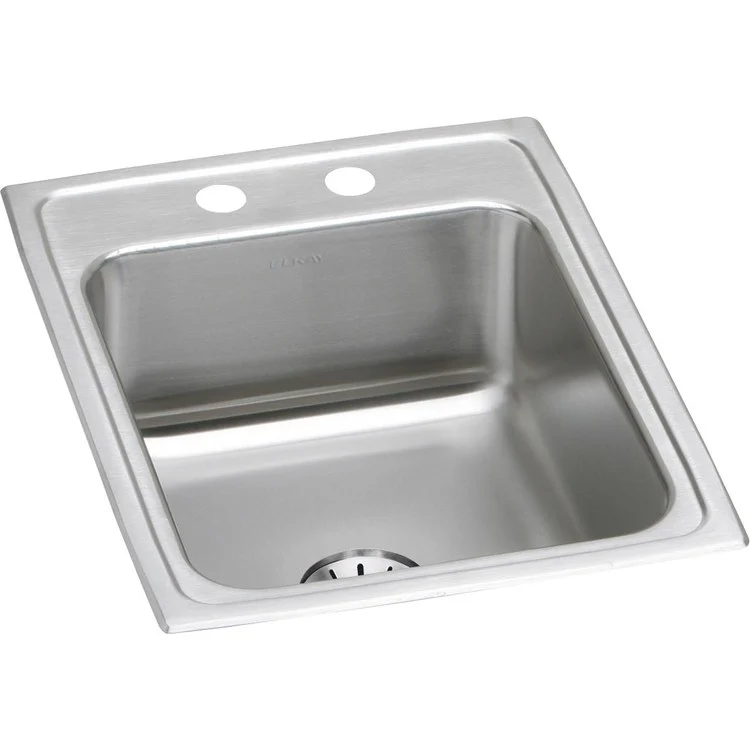 Kitchen Sink Lustertone Classic 17 x 22 Inch Single Bowl with Perfect Drain 2 Hole Lustrous Satin Drop-In Stainless Steel Drain Location Center Bottom Only Pads - Frankwebs