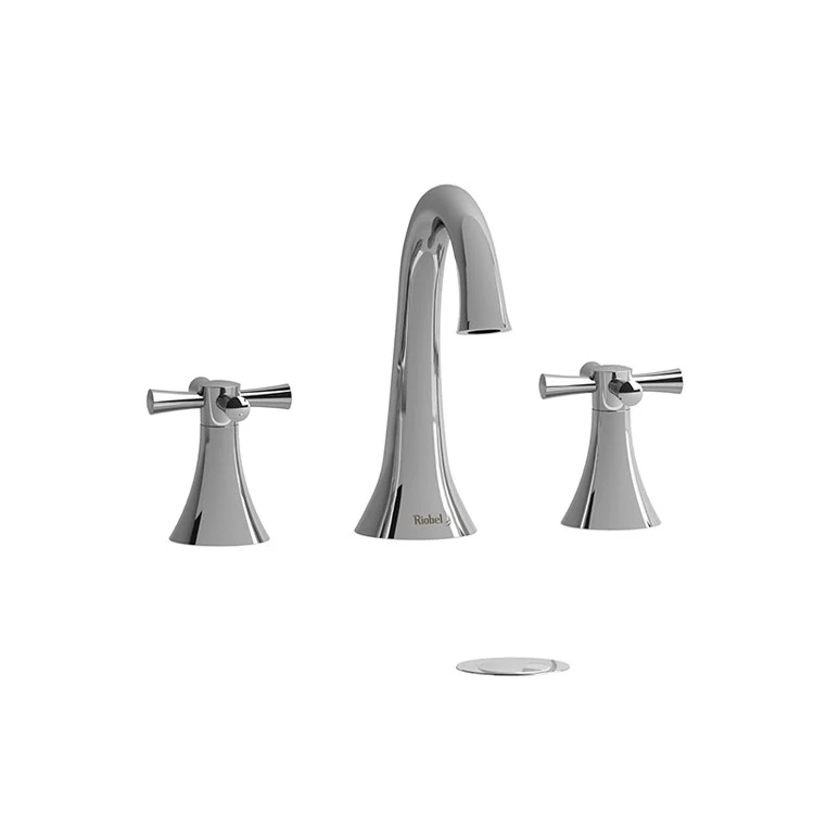 Lavatory Faucet Edge Widespread 8 Inch Spread 2 Cross ADA Chrome 1.5 Gallons per Minute Push Drain 3 Hole - Frankwebs